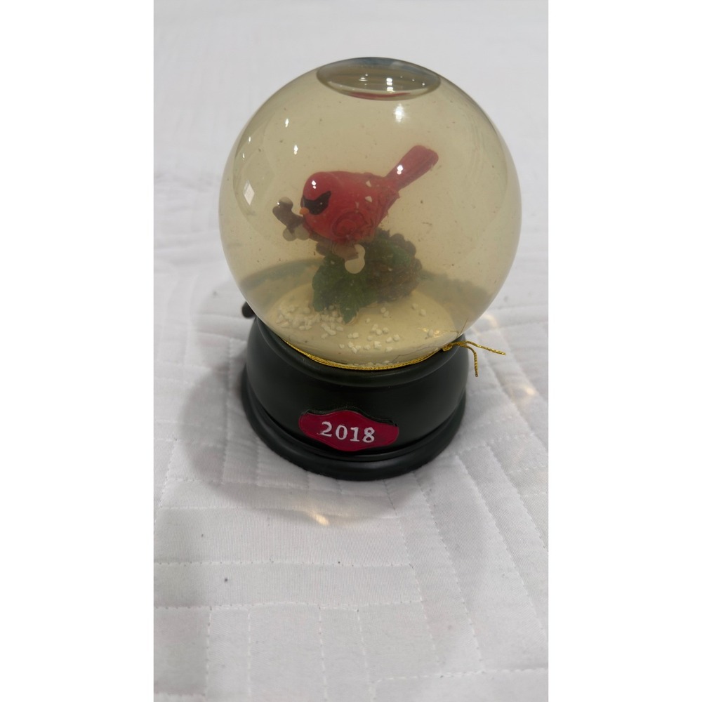 2018 Musical Red Cardinal Bird Snow Globe Christmas Holiday Decor 5.5"